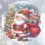 Santa Cute Smile Bringing Gifts Christmas Tree Classic Round Sticker<br><div class="desc">Cute Christmas Santa Gifts & Tree Classic Round Sticker</div>