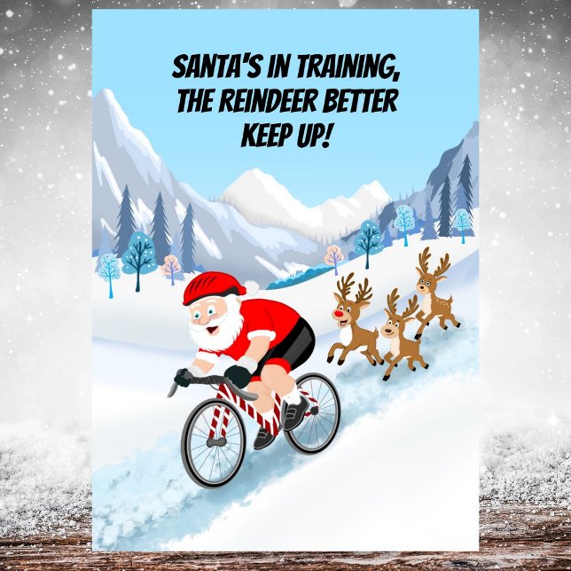 Santa Cycling with Reindeer Card (Creator Uploaded)
