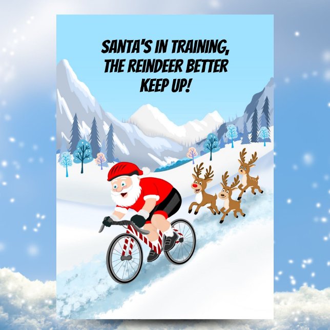 Santa Cycling with Reindeer Postcard (Creator Uploaded)
