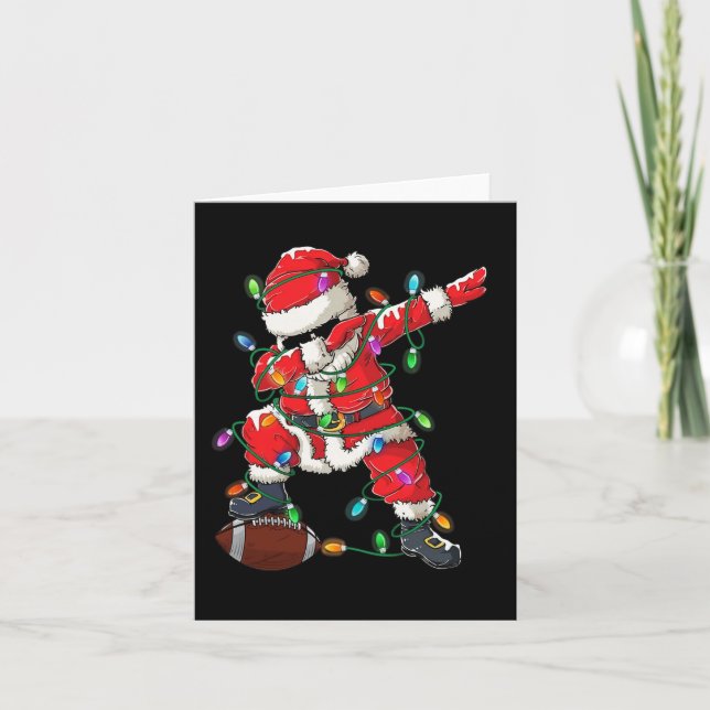 Santa Dabbing With Ball Christmas Football Player  Card (Front)
