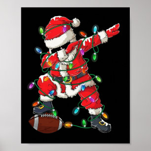 Santa Dabbing With Ball Christmas Football Player Poster