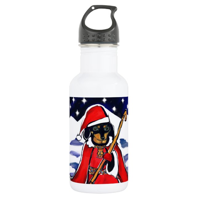 SANTA DACHSHUND 532 ML WATER BOTTLE (Front)