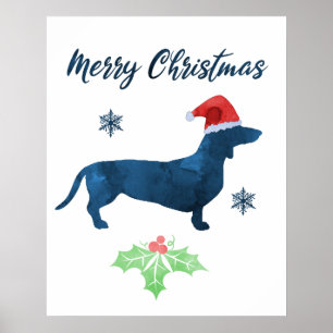 Santa Dachshund - Christmas Doxie Poster