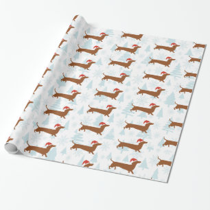 Santa Dachshund Christmas gift wrapping paper