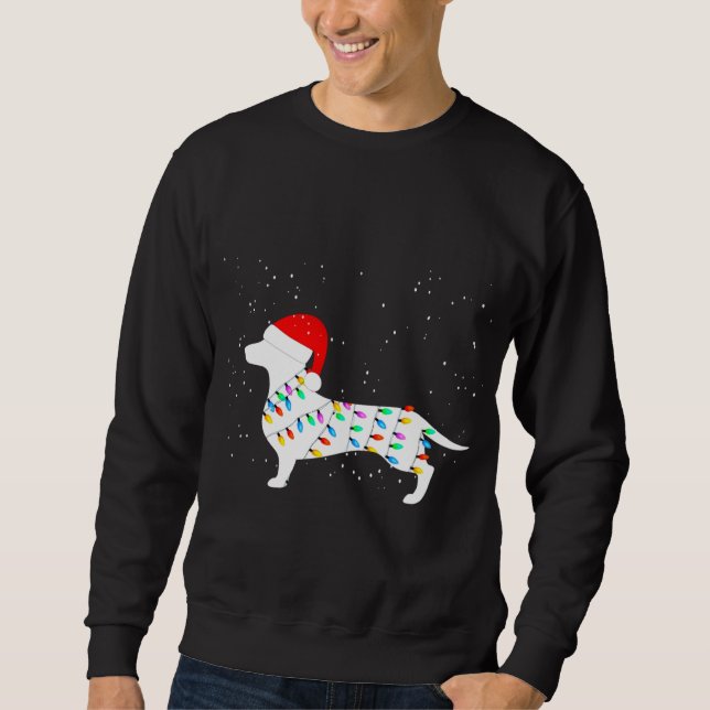 Santa Dachshund Christmas Lights Dachshund Pyjamas Sweatshirt (Front)
