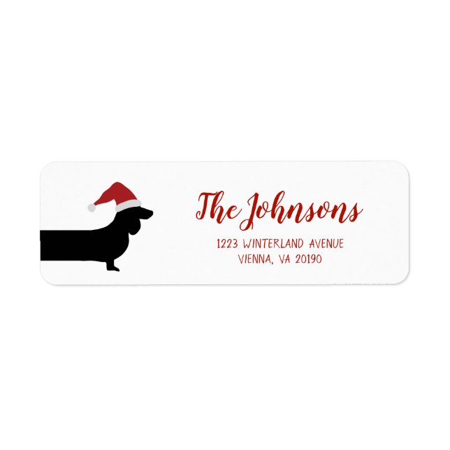 Santa dachshund Christmas return label Return Address Label (Front)