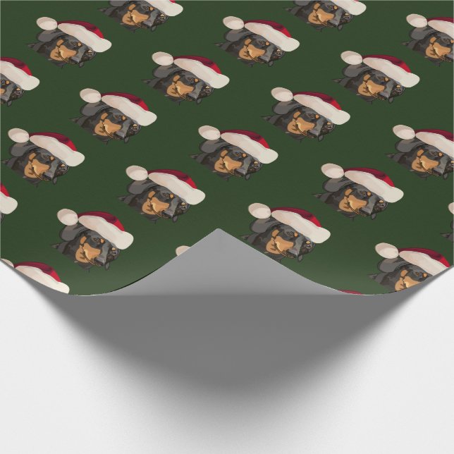 Santa Dachshund Christmas Wrapping Paper (Corner)