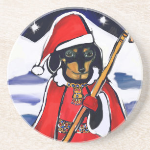 SANTA DACHSHUND COASTER