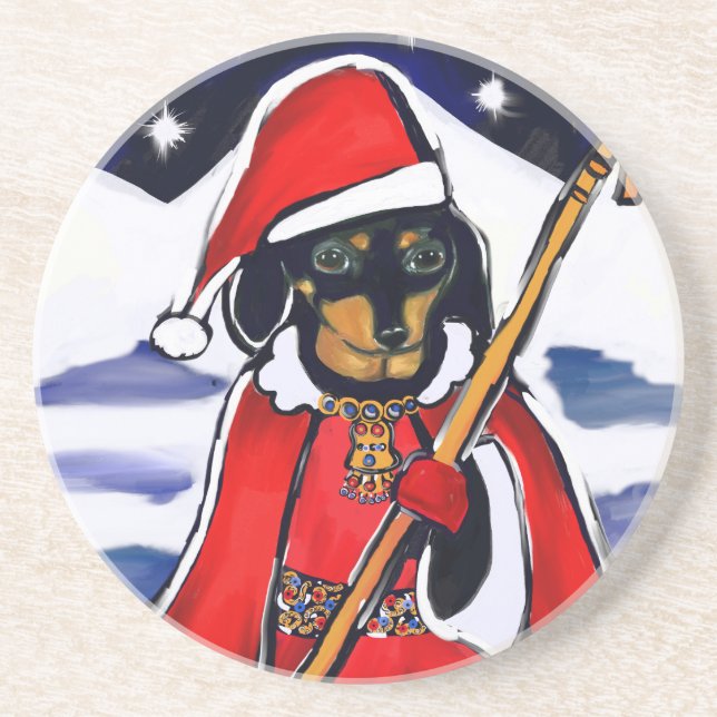 SANTA DACHSHUND COASTER (Front)