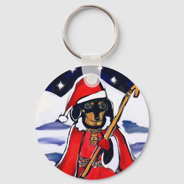 SANTA DACHSHUND KEY RING (Front)
