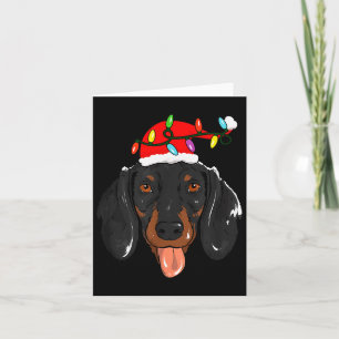 Santa Dachshund Light Christmas  Card
