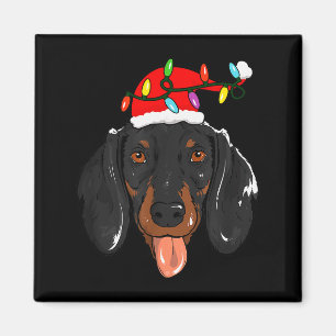 Santa Dachshund Light Christmas Magnet