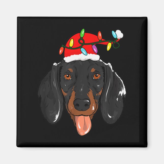 Santa Dachshund Light Christmas  Magnet (Front)