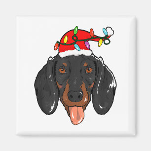 Santa Dachshund Light Christmas Magnet