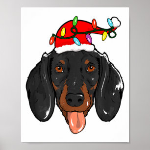 Santa Dachshund Light Christmas  Poster