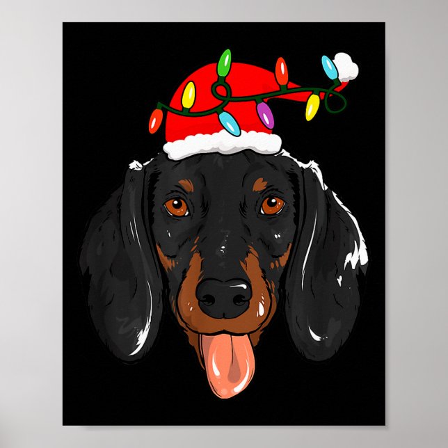 Santa Dachshund Light Christmas  Poster (Front)
