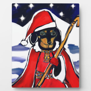 SANTA DACHSHUND PLAQUE