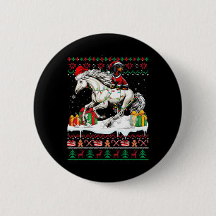 Santa Dachshund Riding Horse Christmas Sweater Lov 6 Cm Round Badge