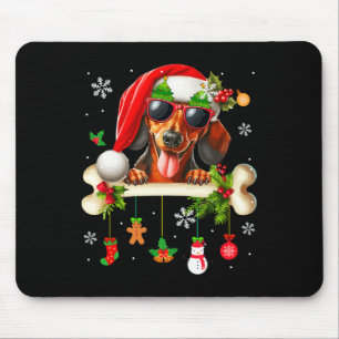 Santa Dachshund Sungles Cute Bone Xmas Owner Kids  Mouse Pad
