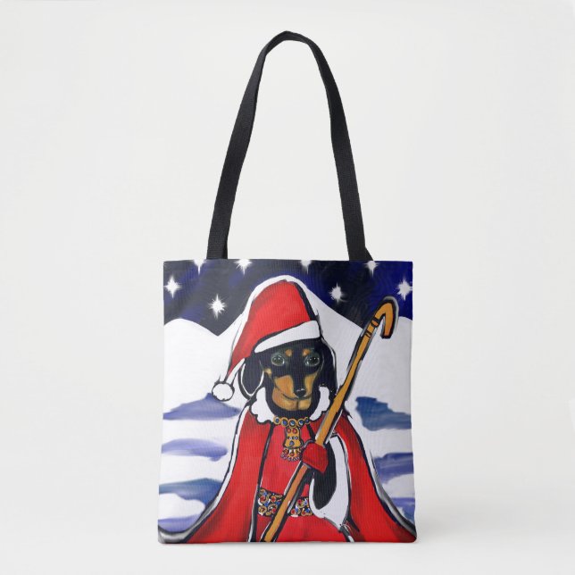 SANTA DACHSHUND  TOTE BAG (Front)