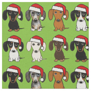 Santa Dachshunds Cute Wiener Dogs Christmas Fabric