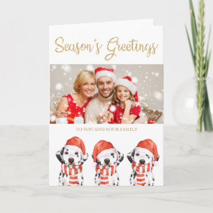 Santa Dalmatian Dog Season's Greetings Photo Holiday Card