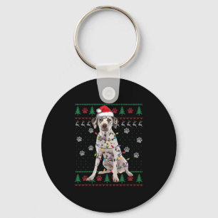 Santa Dalmatian Dogs Xmas Lights Ugly Christmas Sw Key Ring