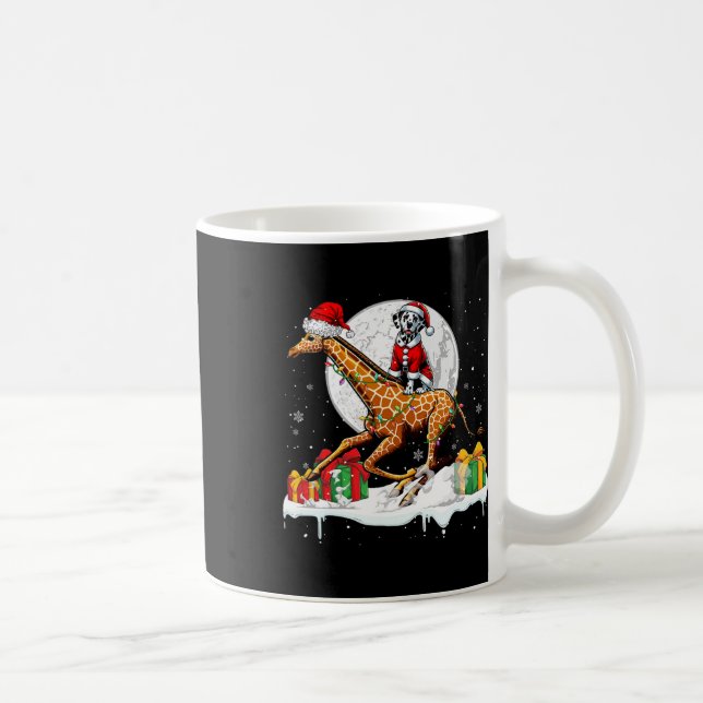 Santa Dalmatian Riding Giraffe Christmas Owner Kid Coffee Mug (Right)