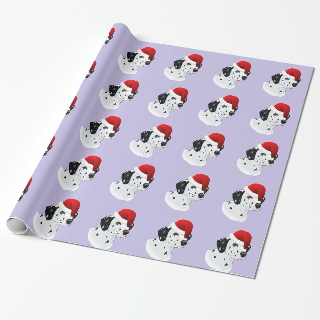 Santa Dalmatian Wrapping Paper (Unrolled)
