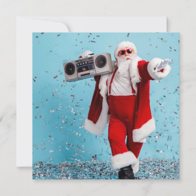 Santa dancing  Flat Holiday Card (Front)