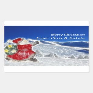 Santa, Dashing Thru The Snow Christmas Rectangular Sticker