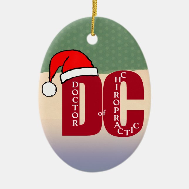 Santa DC Doctor of Chiropractic Christmas Logo Ceramic Ornament (Front)