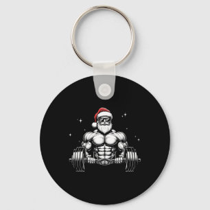 Santa Deadlift Bodybuilder Funny Fitness Christmas Key Ring