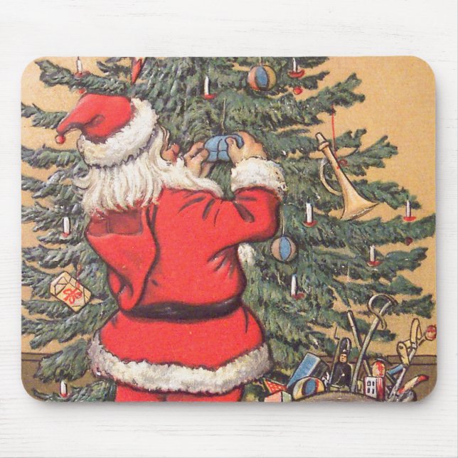 Santa Decorating Christmas Tree Mouse Pad (Front)