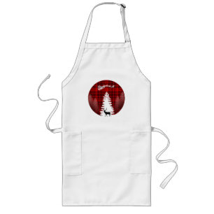 santa deer christmas tree red chequered plaid long apron
