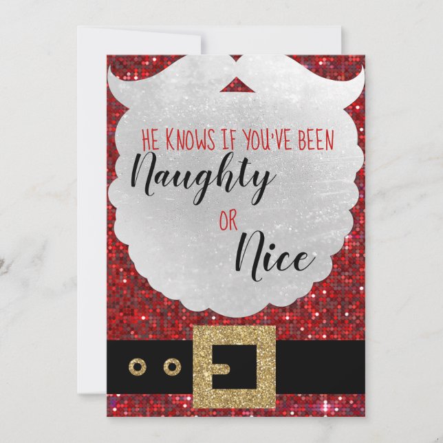 Santa Define Naughty CHristmas Card, santa clause Holiday Card (Front)