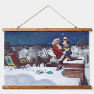 Santa delivering books by N.C. Wyeth, Hanging Tapestry