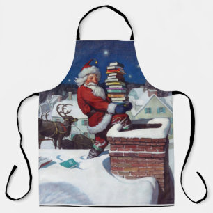 Santa delivering books for Christmas Apron