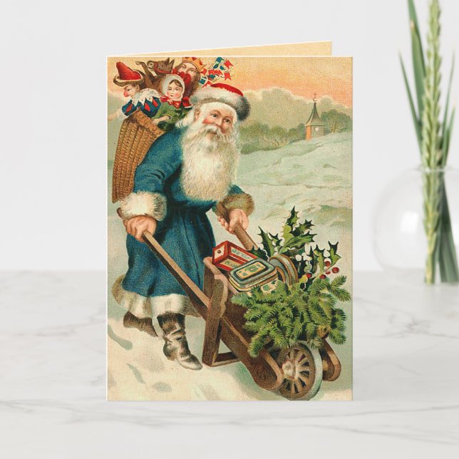 Santa Delivering Presents Christmas Card (Front)