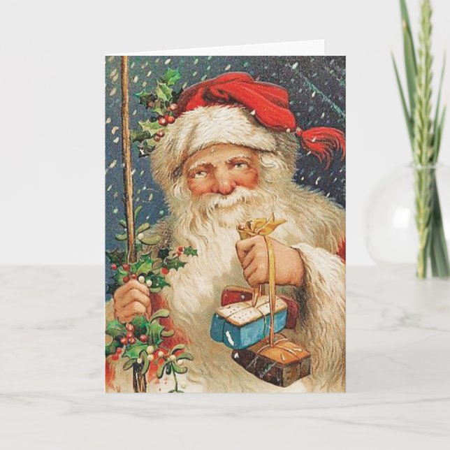 Santa Delivers, A Vintage Christmas Card (Front)