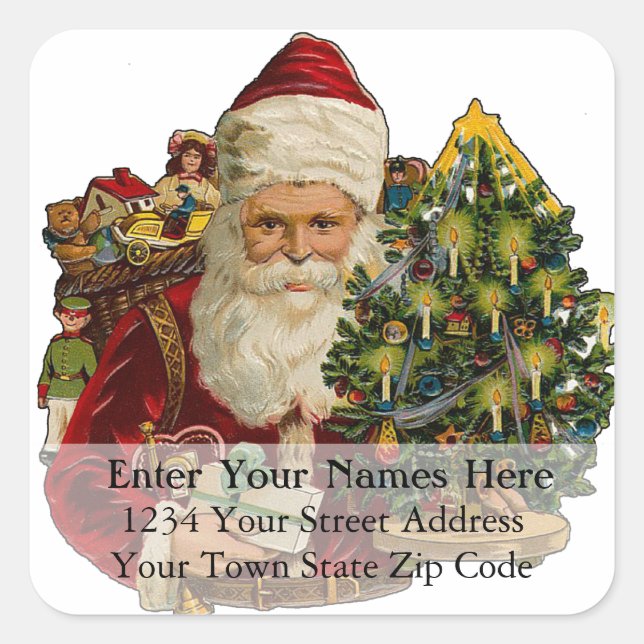 Santa Delivers Vintage Christmas Address Label (Front)