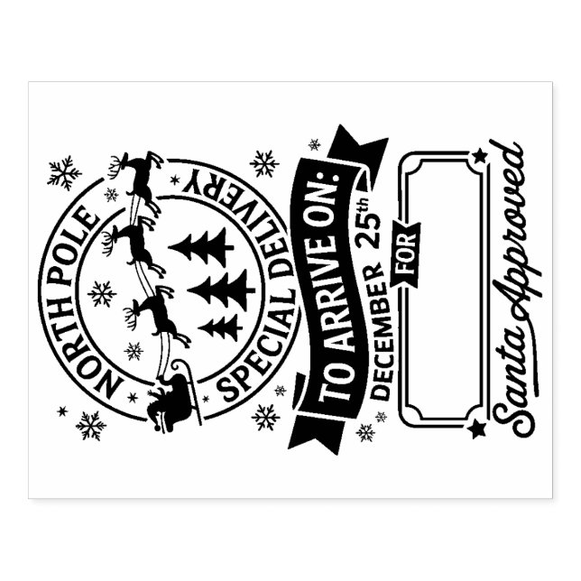 Santa Delivery Service Christmas  Rubber Stamp (Imprint)