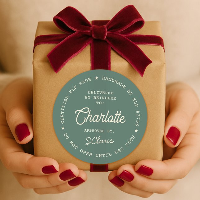 Santa Delivery Sticker | Christmas Elf Label Seal (Santa special delivery gift sticker seal - certified elf made, delivered by reindeer!)