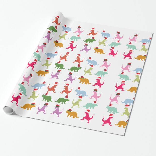 Santa Dinos Wrapping Paper (Unrolled)