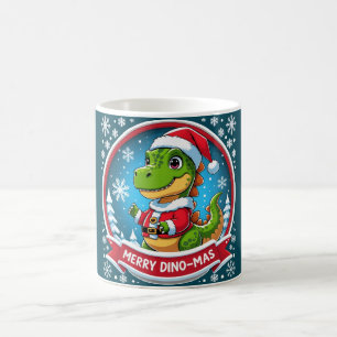 Santa Dinosaur Christmas Funny “Merry Dino-Mas”  Coffee Mug