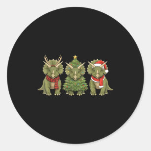 Santa Dinosaur Christmas Tree Triceratops Lover Xm Classic Round Sticker