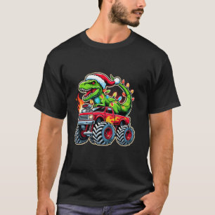 Santa Dinosaur Christmas Trex Monster Truck Boy To T-Shirt