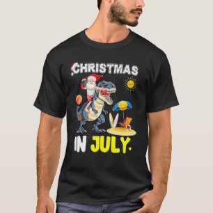 Santa Dinosaur Mid Year Xmas Party Beach Christmas T-Shirt
