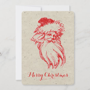 Santa Distressed Faux Letterpress Style Holiday Card