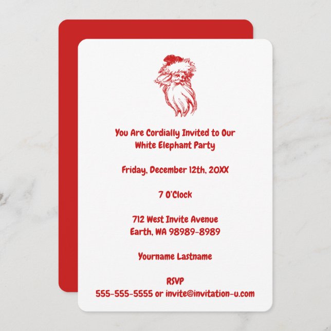Santa Distressed Faux Letterpress Style Invitation (Front/Back)